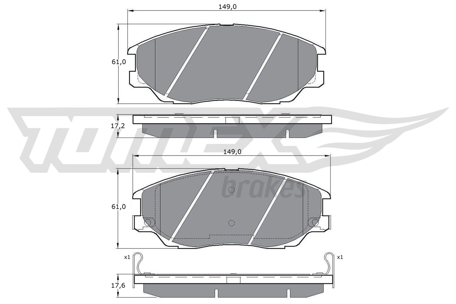TOMEX BRAKES Bremseklodser tx1709 foraksel for SSANGYONG HYUNDAI KIA