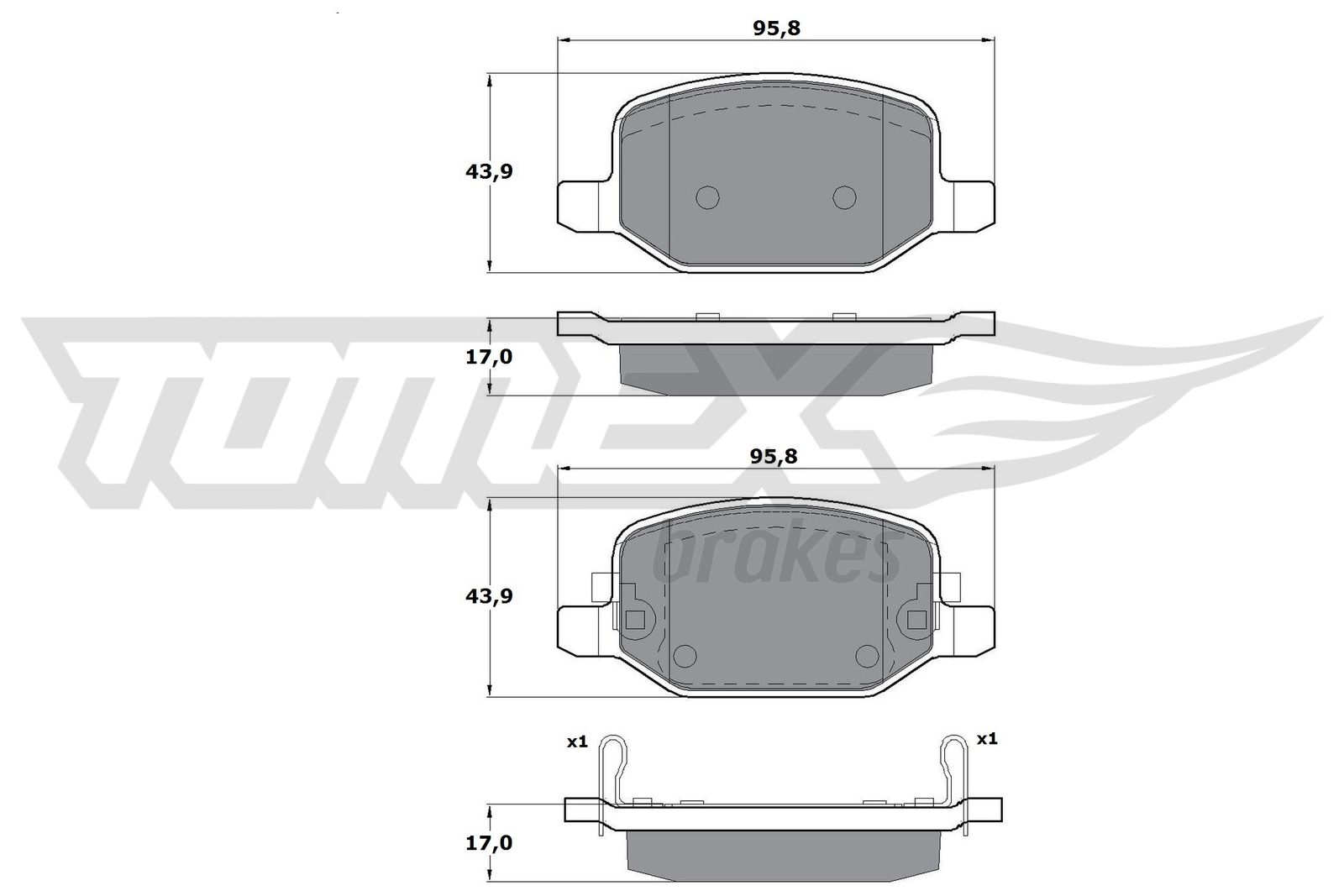 TOMEX BRAKES Bremseklodser tx1718 bagaksel for FIAT