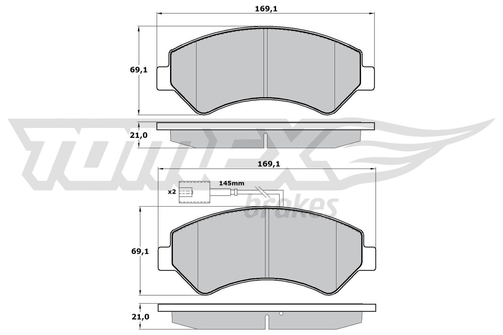 TOMEX BRAKES Bremseklodser tx1719 foraksel for FIAT