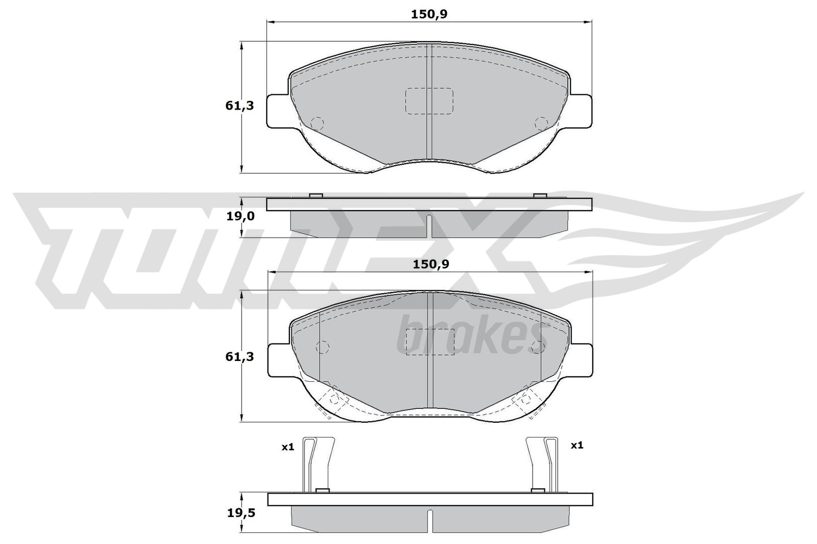 TOMEX BRAKES Bremseklodser tx1720 foraksel for TOYOTA