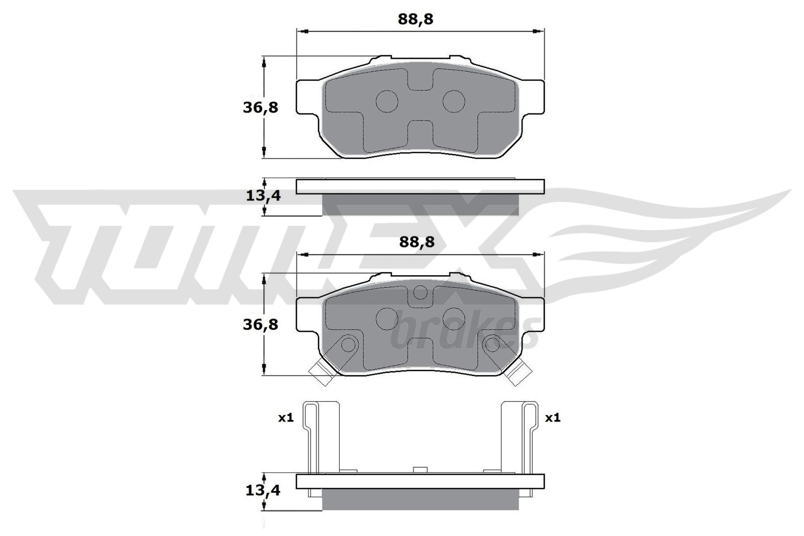 TOMEX BRAKES Bremseklodser tx1722 bagaksel for HONDA ISUZU