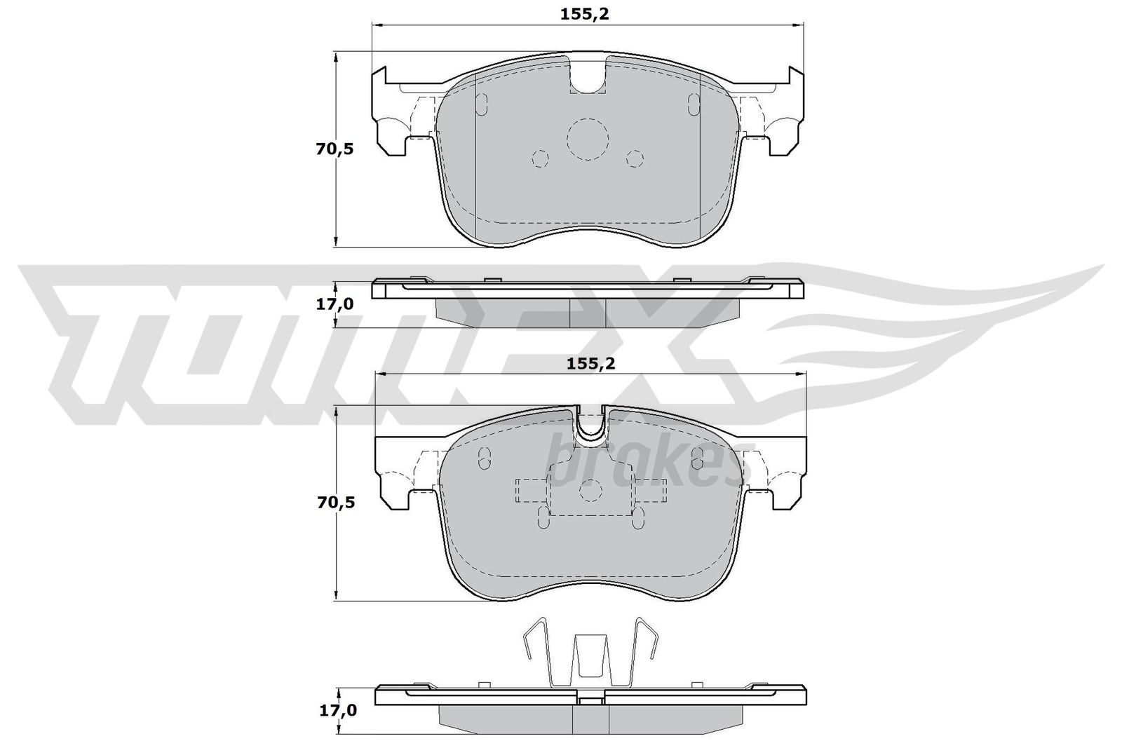 TOMEX BRAKES Bremseklodser tx1729 foraksel for CITROËN