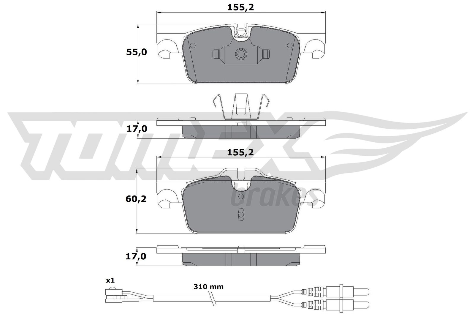 TOMEX BRAKES Bremseklodser tx1731 foraksel for PEUGEOT