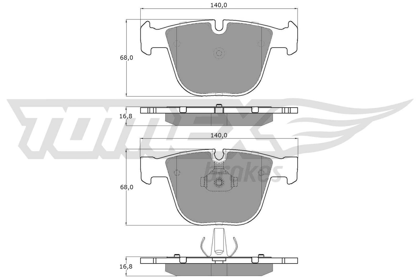 TOMEX BRAKES Bremseklodser tx1738 bagaksel for BMW BENTLEY