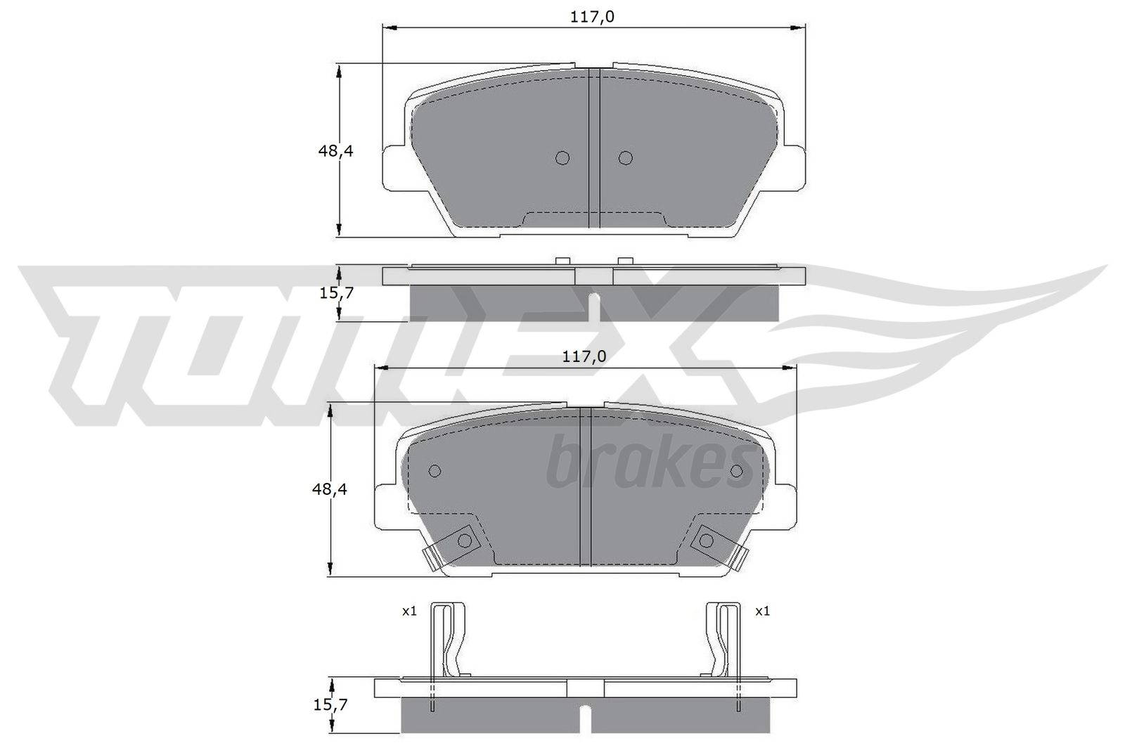 TOMEX BRAKES Bremseklodser tx1745 bagaksel for SSANGYONG HYUNDAI HYUNDAI (BEIJING) KIA GENESIS