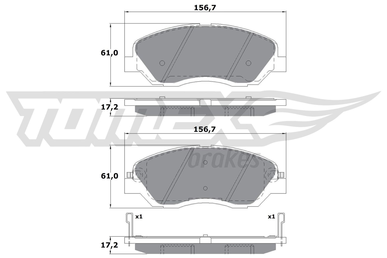 TOMEX BRAKES Bremseklodser tx1744 foraksel for SSANGYONG HYUNDAI KIA