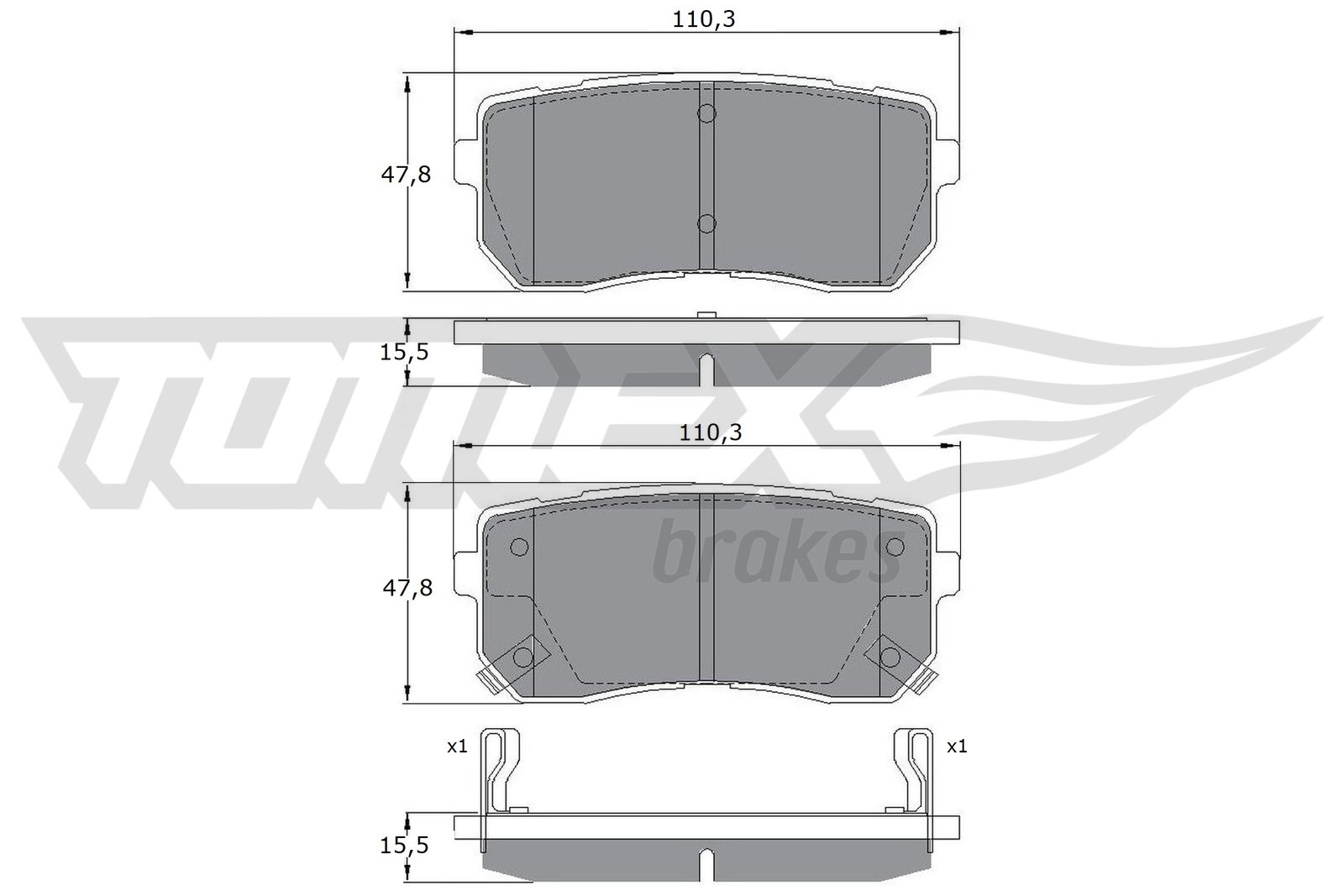 TOMEX BRAKES Bremseklodser tx1750 bagaksel for HYUNDAI KIA
