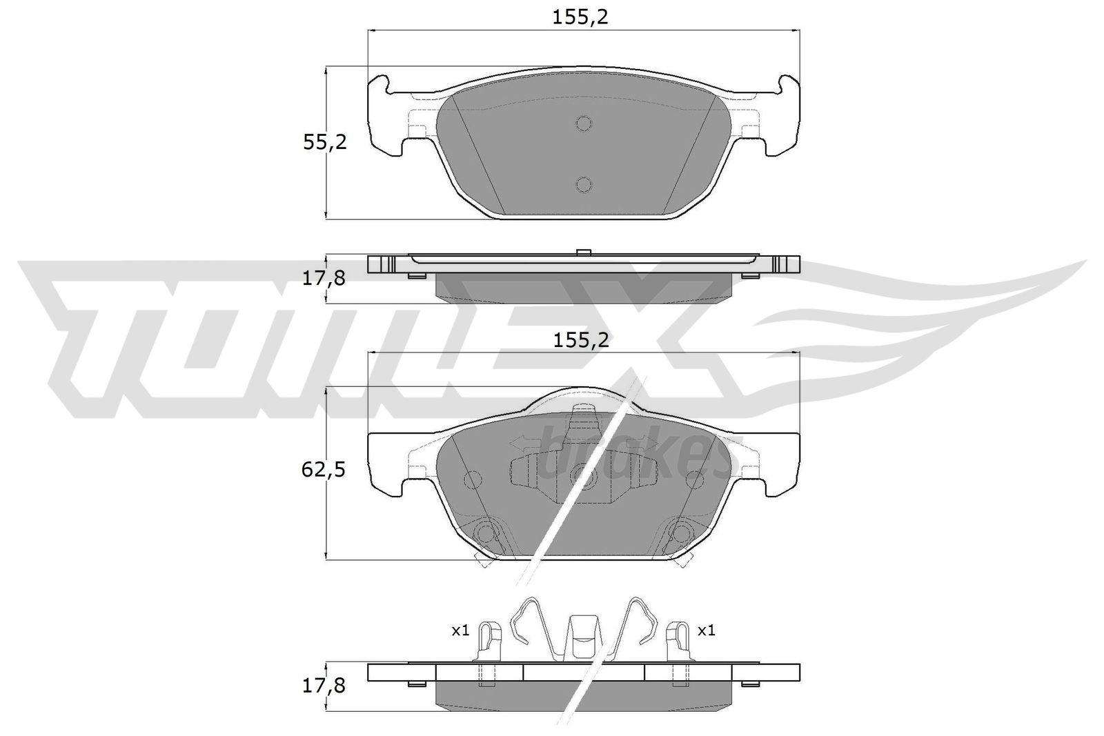 TOMEX BRAKES Bremseklodser tx1751 foraksel for HONDA