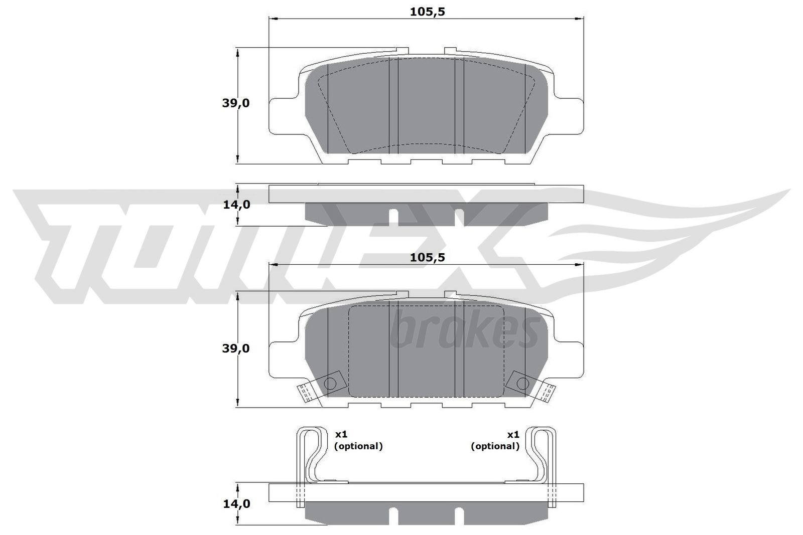 TOMEX BRAKES Bremseklodser tx1757 bagaksel for MITSUBISHI NISSAN SAMSUNG RENAULT SUZUKI INFINITI
