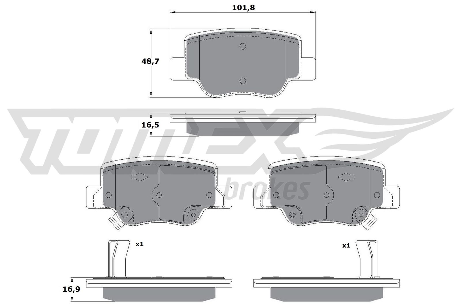 TOMEX BRAKES Bremseklodser tx1758 bagaksel for TOYOTA