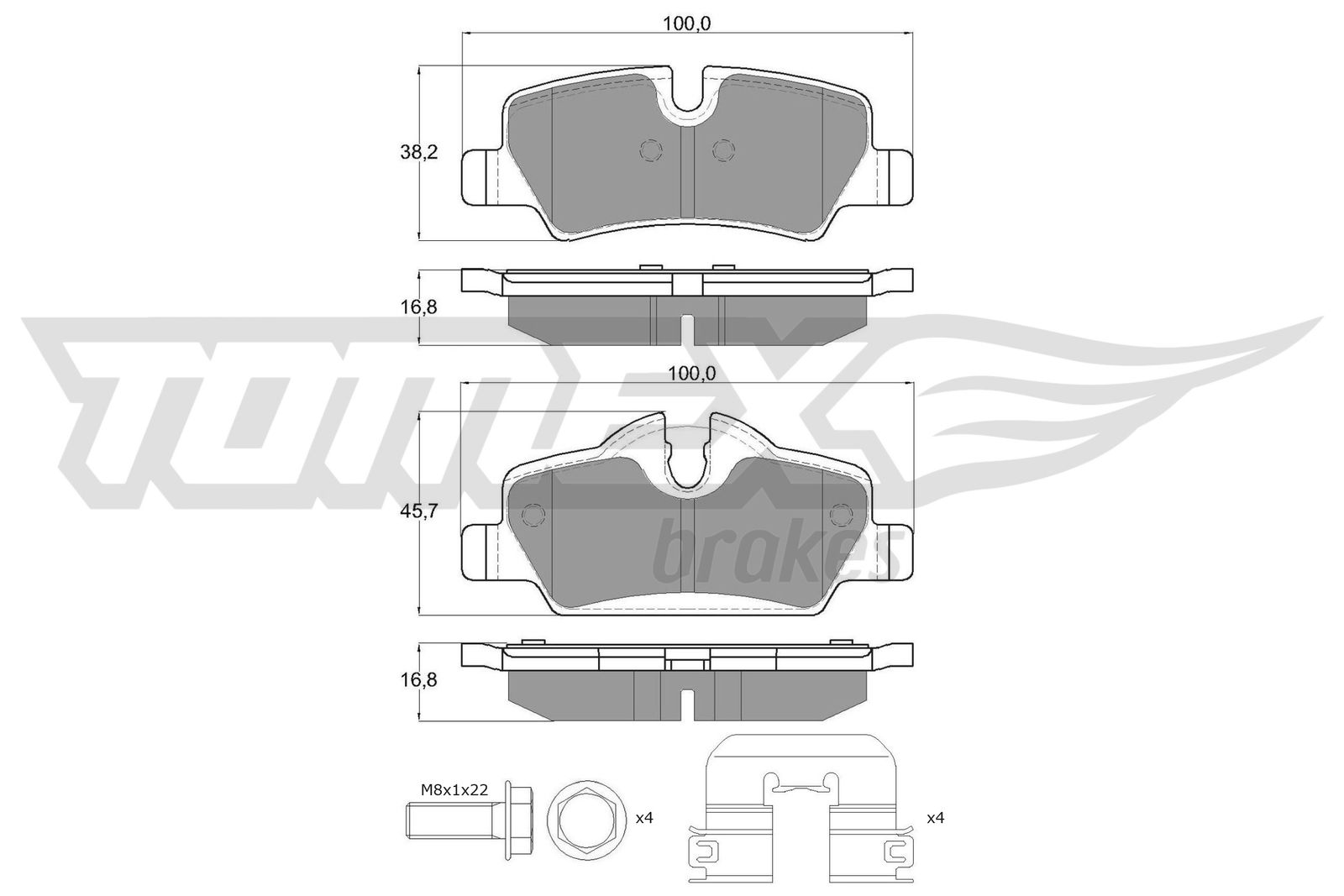 TOMEX BRAKES Bremseklodser tx1783 bagaksel for MINI