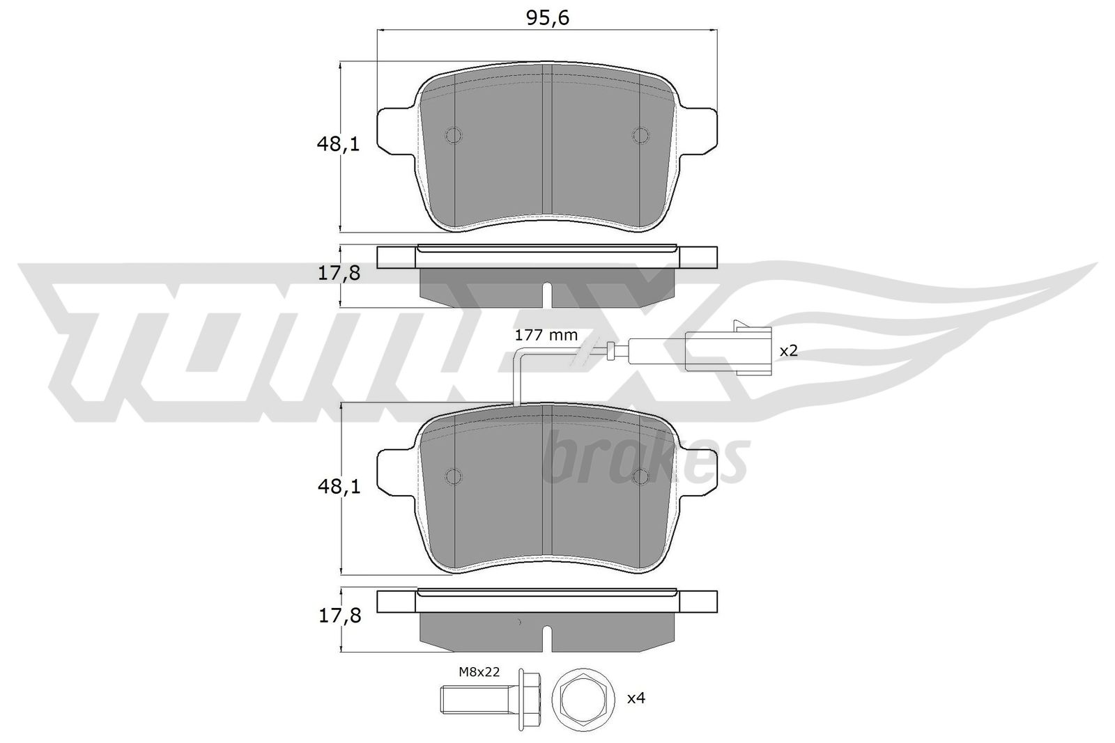 TOMEX BRAKES Bremseklodser tx17941 bagaksel for ALFA ROMEO