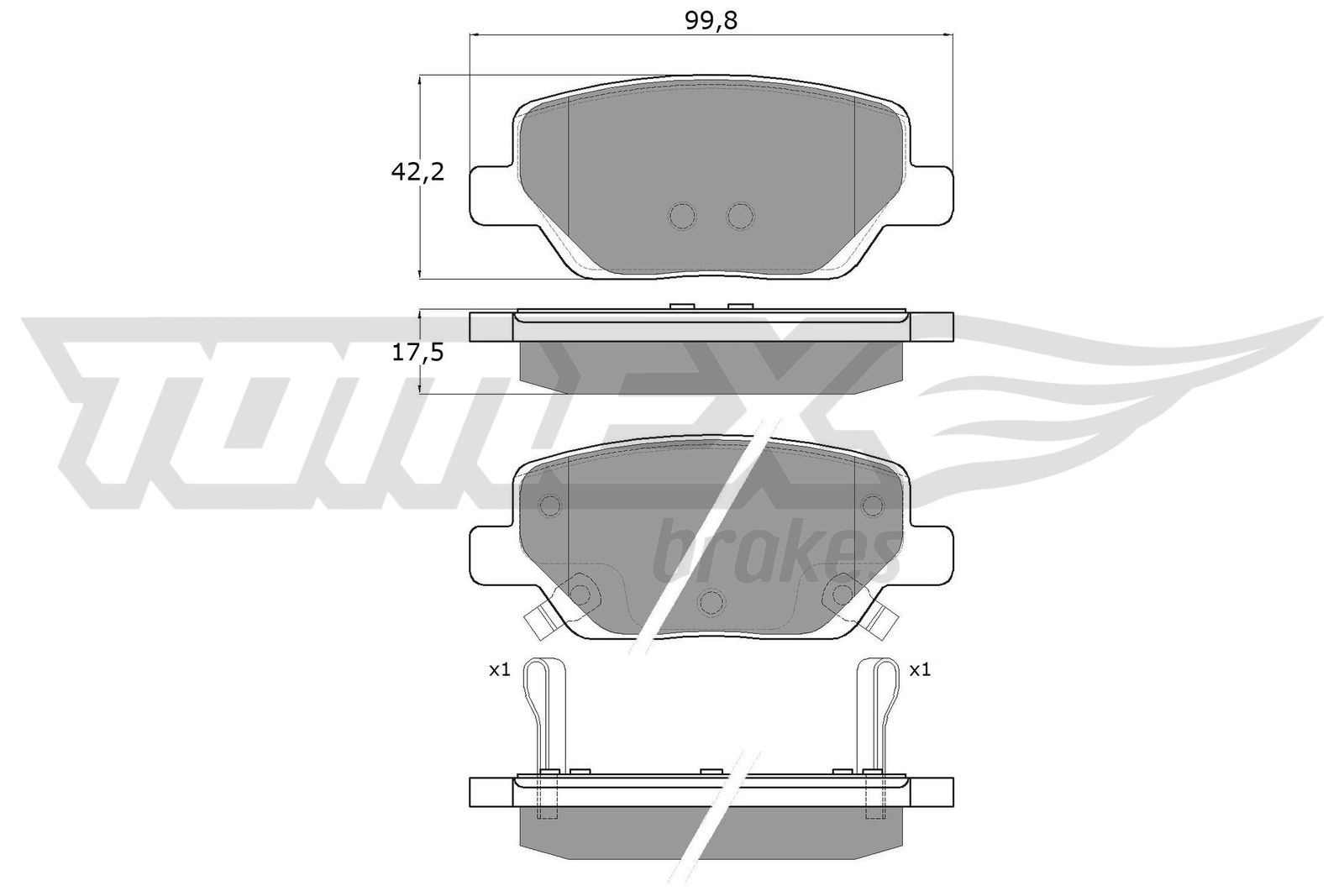 TOMEX BRAKES Bremseklodser tx1820 bagaksel for FIAT
