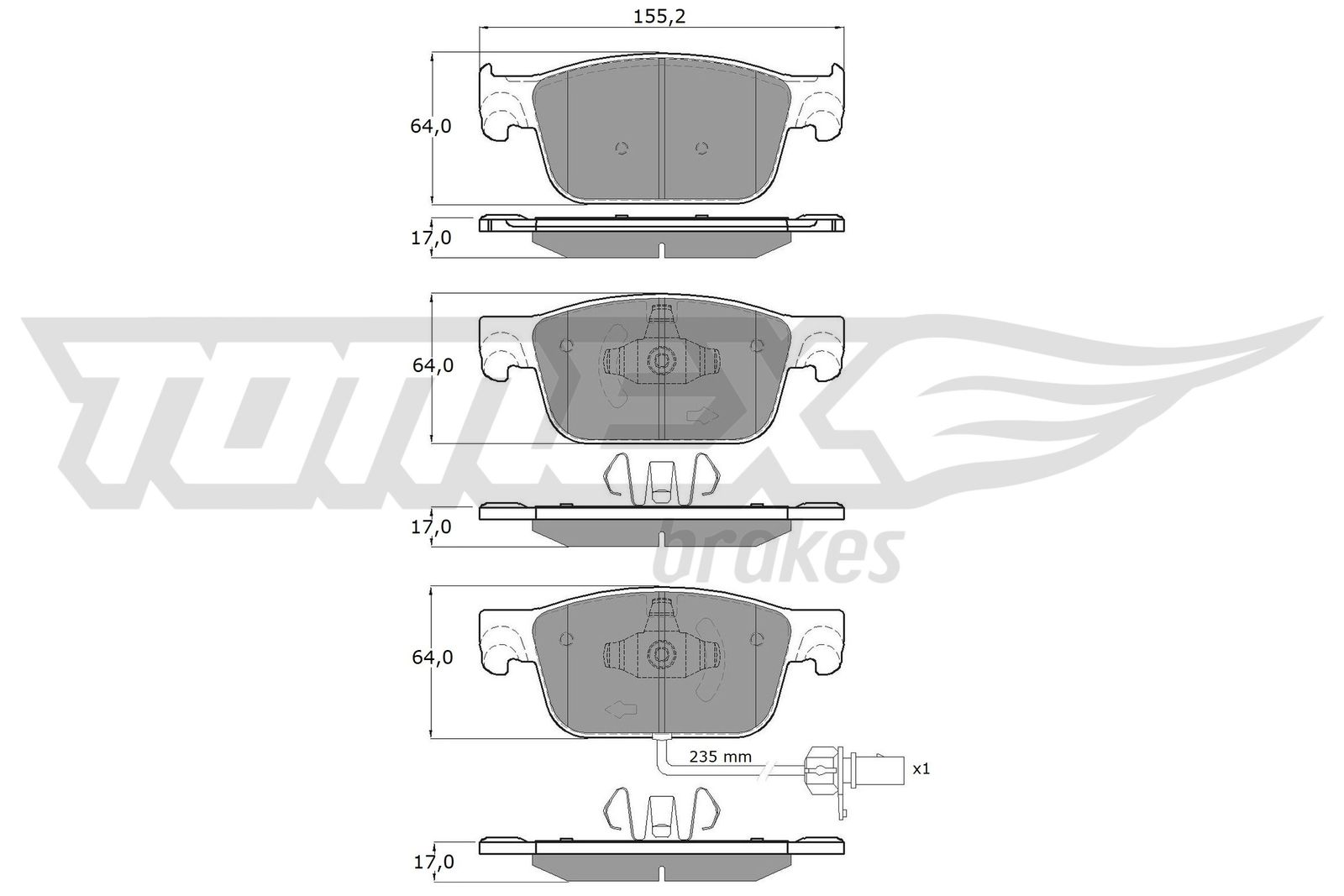 TOMEX BRAKES Bremseklodser tx1821 foraksel for VW AUDI
