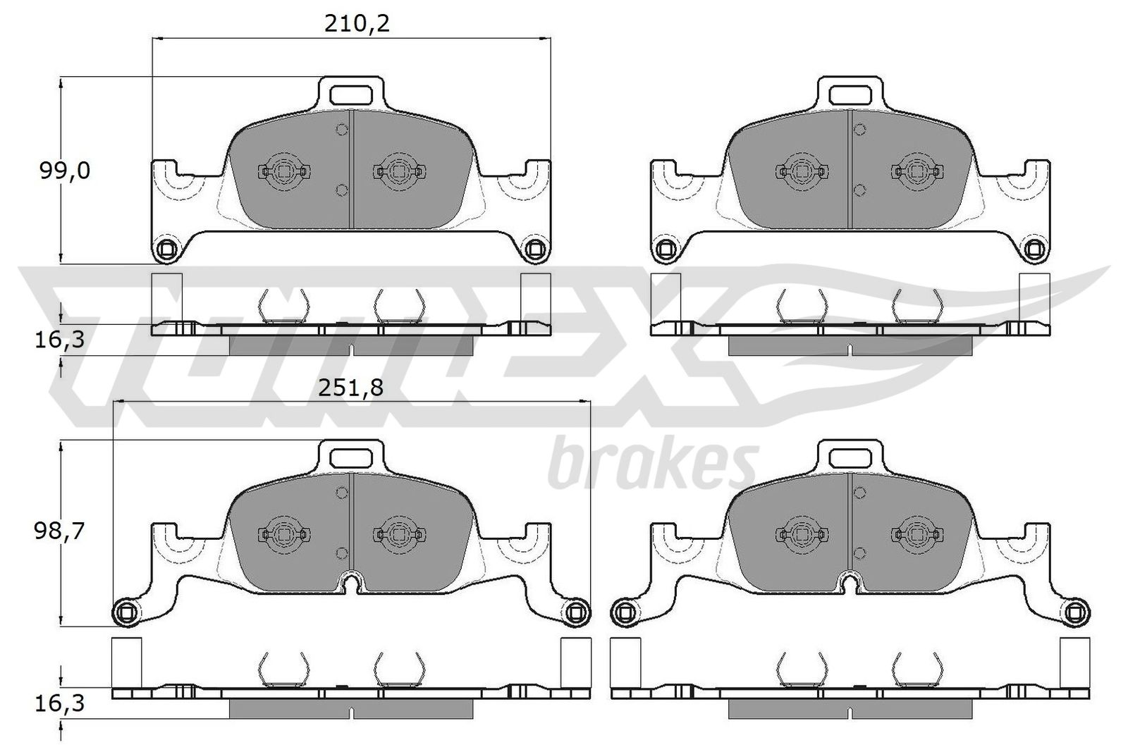 TOMEX BRAKES Bremseklodser tx1822 foraksel for VW AUDI