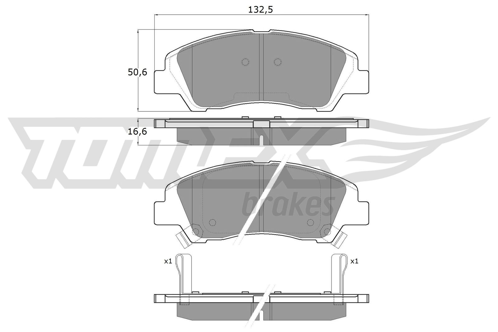 TOMEX BRAKES Bremseklodser tx1829 foraksel for HYUNDAI