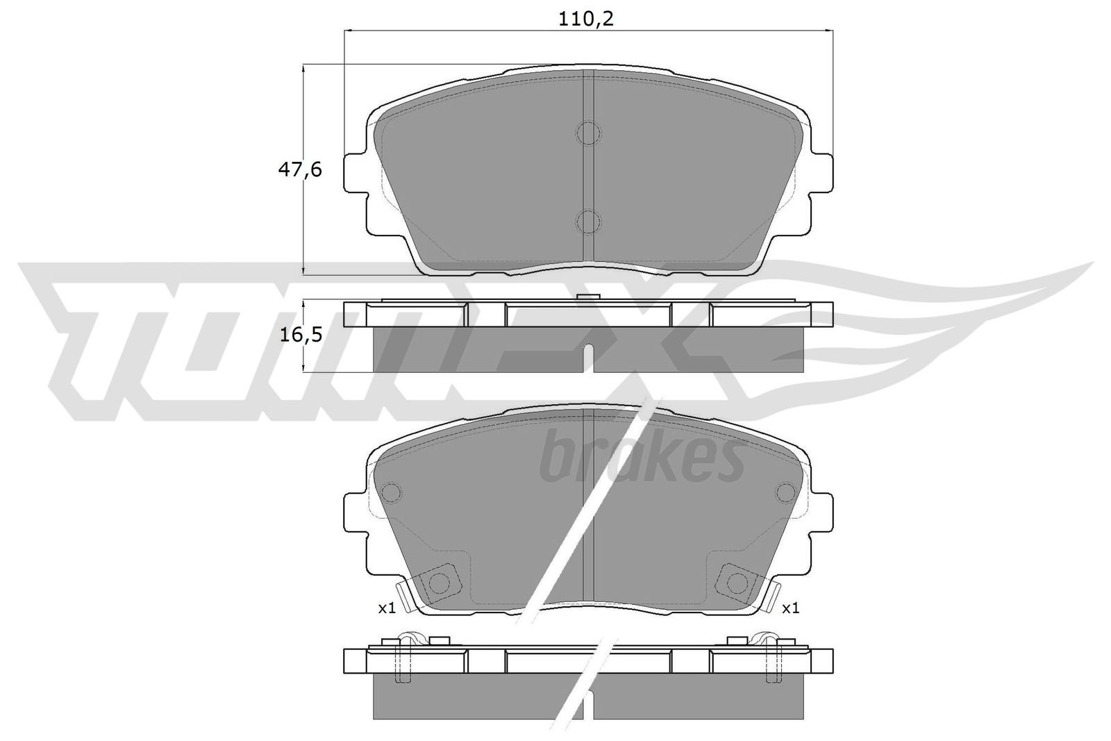 TOMEX BRAKES Bremseklodser tx1830 foraksel for KIA