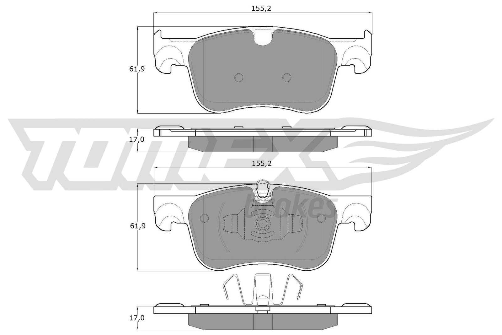 TOMEX BRAKES Bremseklodser tx1835 foraksel for VAUXHALL CITROËN PEUGEOT TOYOTA