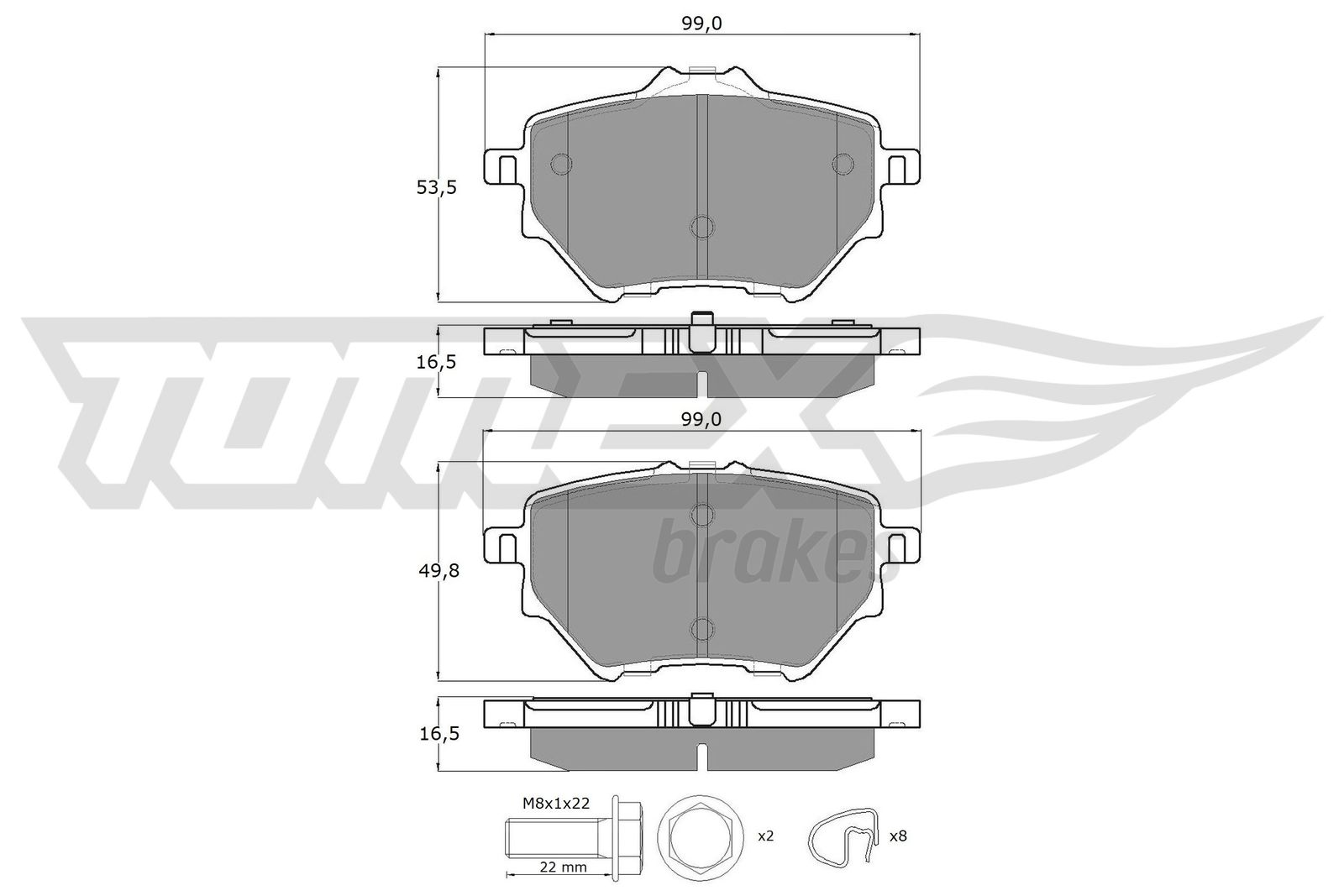 TOMEX BRAKES Bremseklodser tx1836 bagaksel for VAUXHALL PEUGEOT PEUGEOT (DF-PSA) CITROËN TOYOTA FORD (JMC) HAVAL