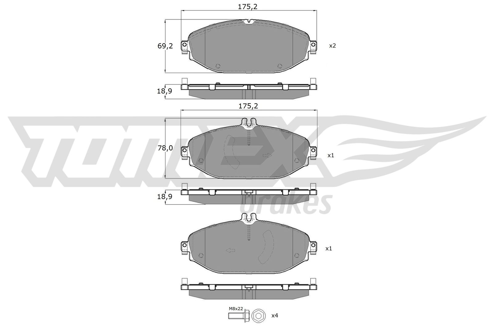 TOMEX BRAKES Bremseklodser tx1853 foraksel for MERCEDES-BENZ MERCEDES-BENZ (BBDC)