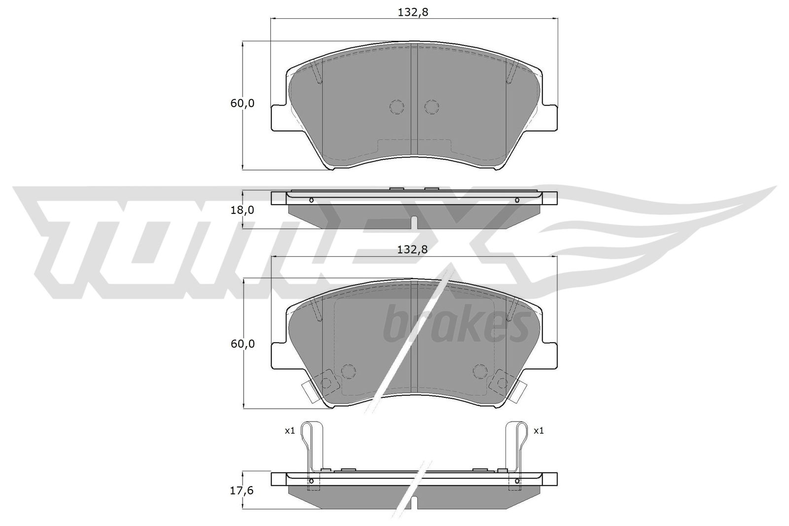 TOMEX BRAKES Bremseklodser tx1868 foraksel for HYUNDAI KIA