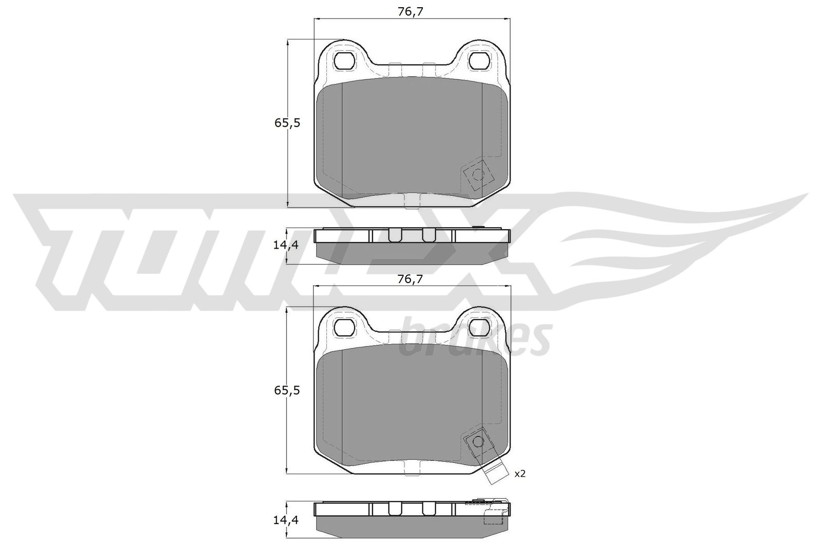 TOMEX BRAKES Bremseklodser tx1872 bagaksel for MASERATI MITSUBISHI NISSAN SUBARU TOYOTA