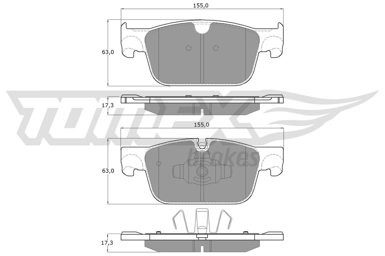 TOMEX BRAKES Bremseklodser tx1886 foraksel for VOLVO