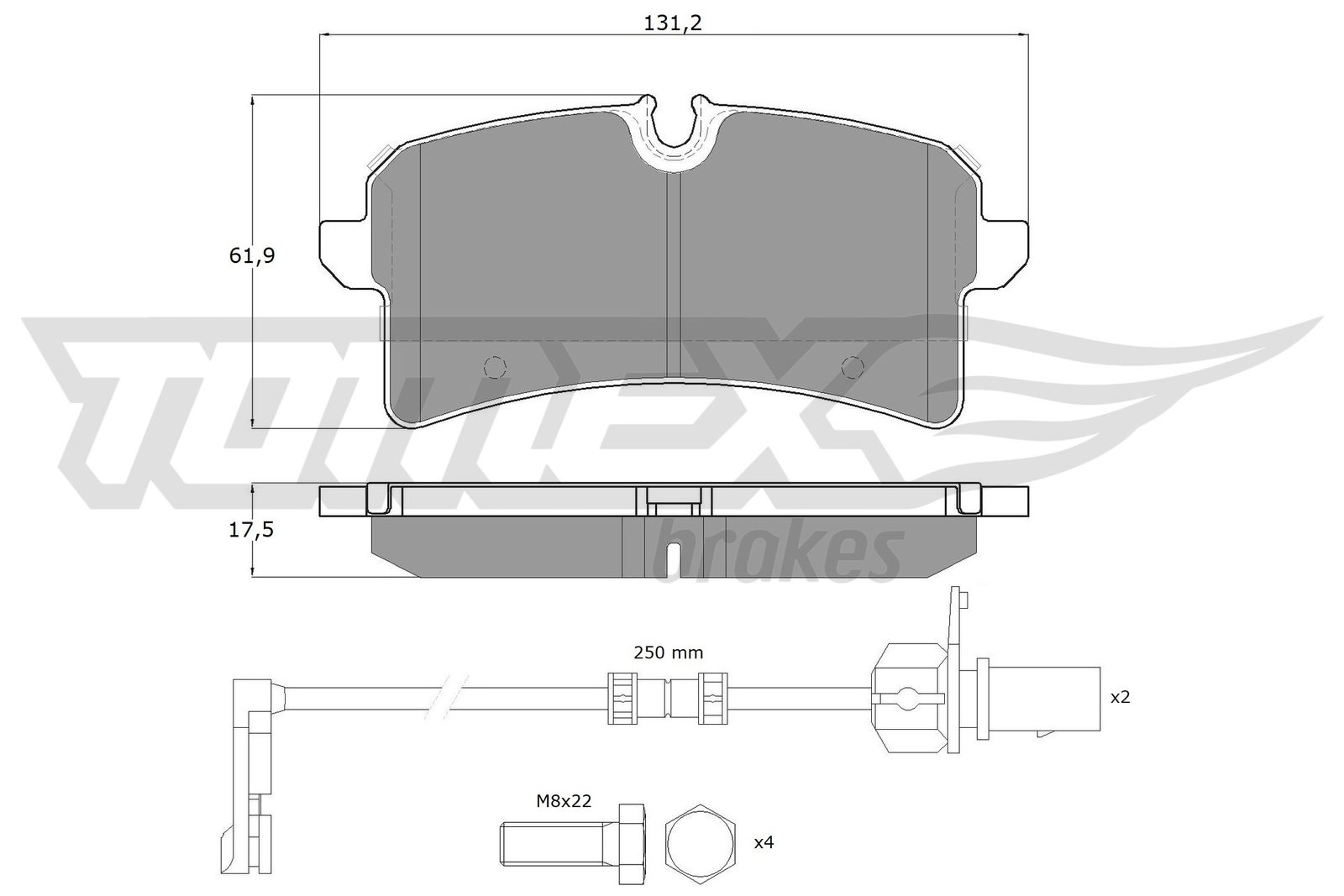 TOMEX BRAKES Bremseklodser tx1888 bagaksel for AUDI VW PORSCHE