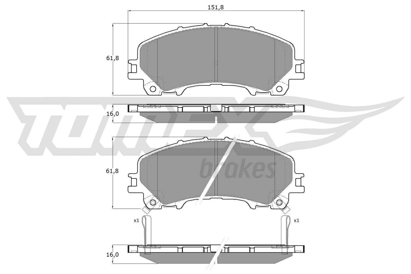 TOMEX BRAKES Bremseklodser tx1899 foraksel for NISSAN RENAULT SAMSUNG INFINITI