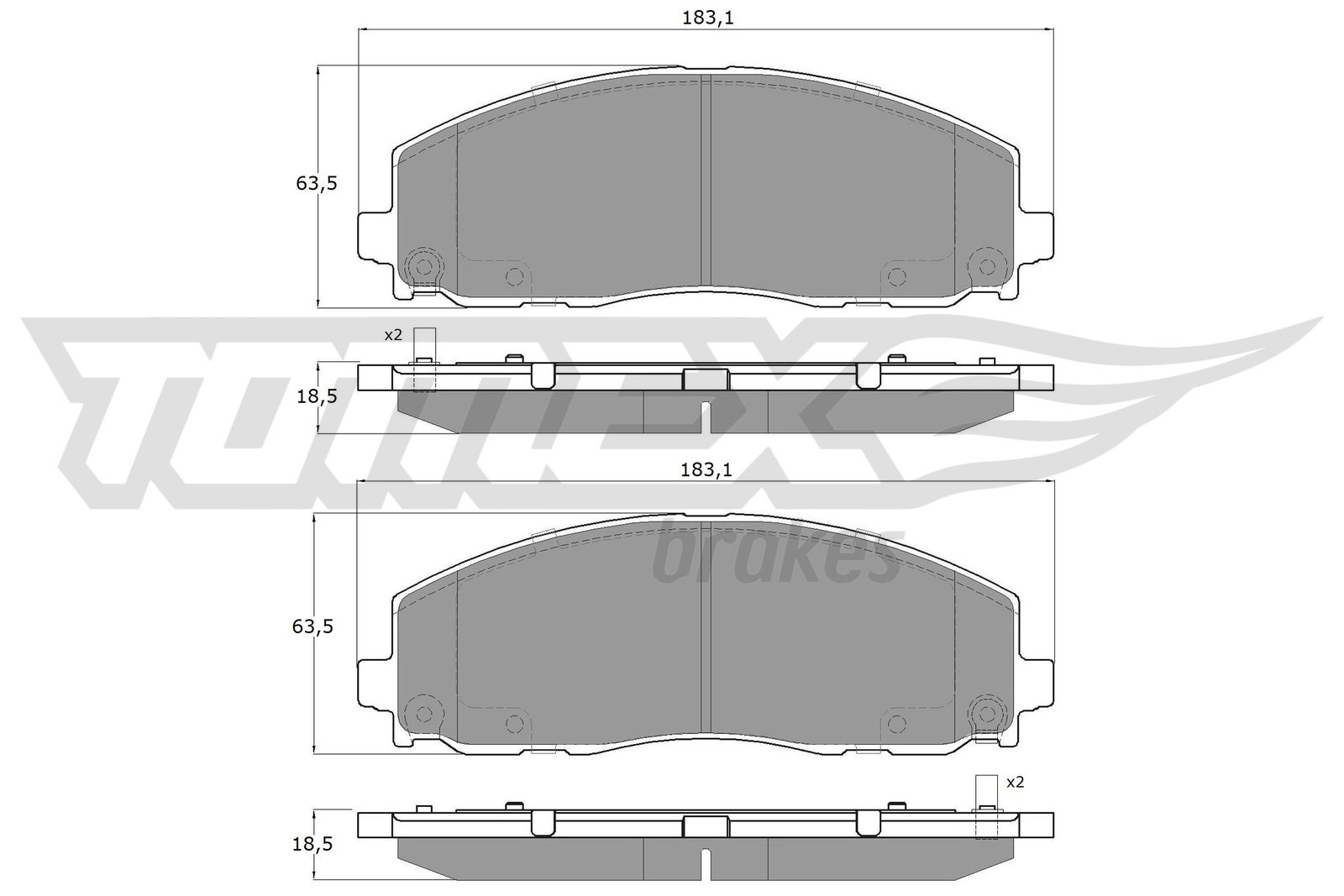 TOMEX BRAKES Bremseklodser tx1919 foraksel for VW CHRYSLER DODGE FIAT JEEP LANCIA AUDI