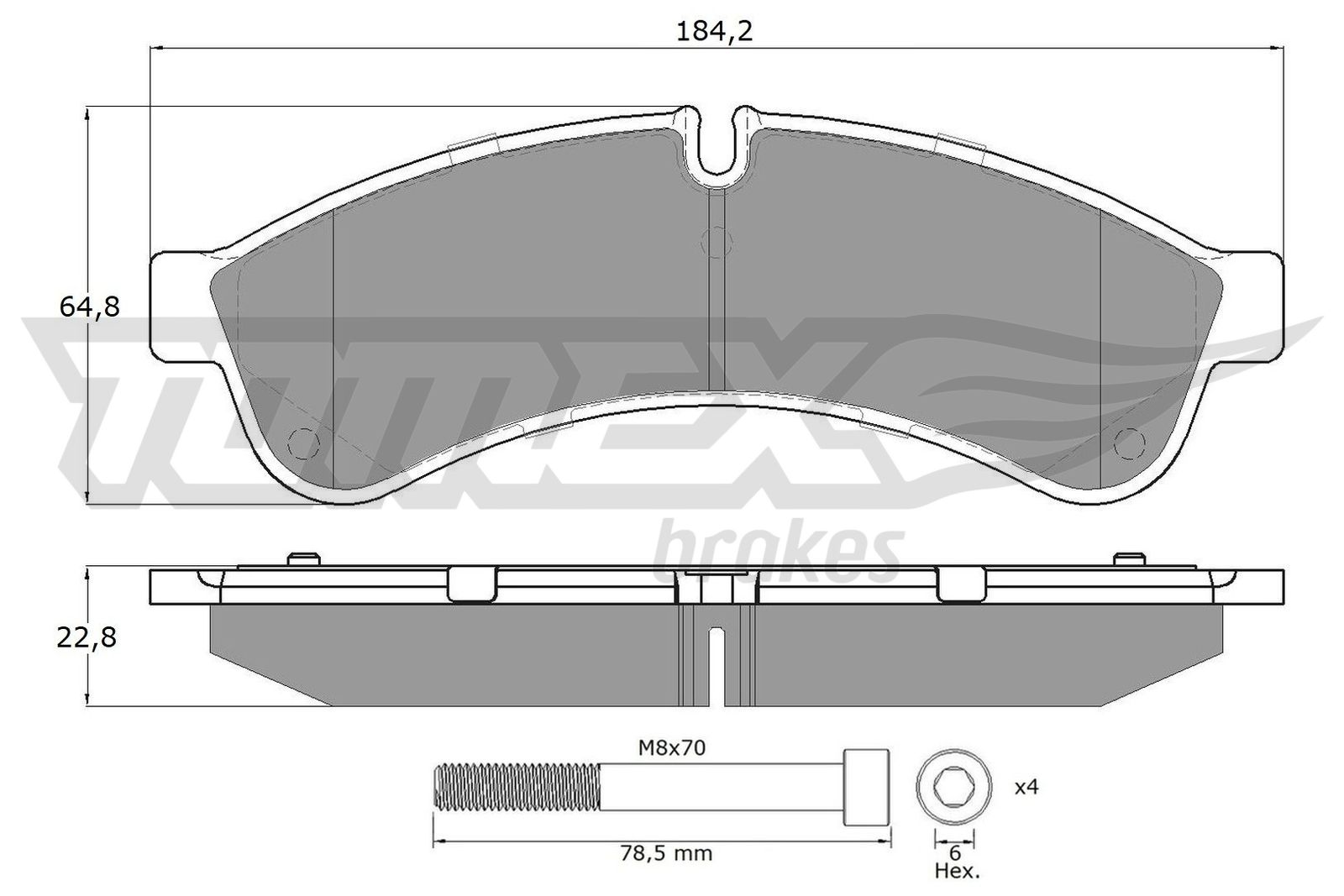 TOMEX BRAKES Bremseklodser tx1930 bagaksel for IVECO