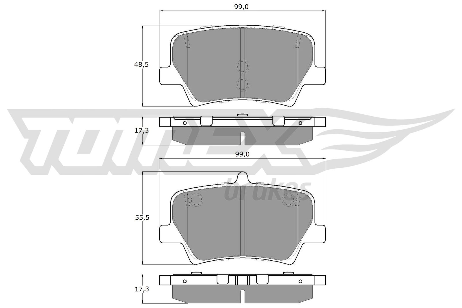 TOMEX BRAKES Bremseklodser tx1917 bagaksel for VOLVO