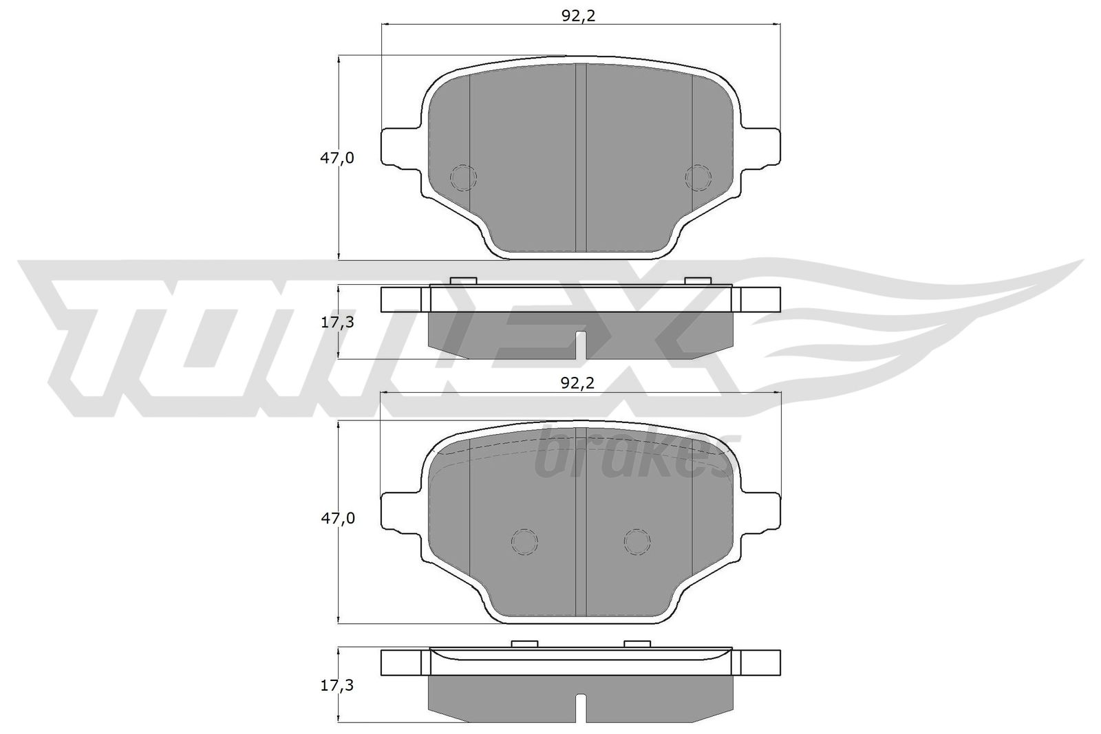TOMEX BRAKES Bremseklodser tx1992 bagaksel for OPEL PEUGEOT TOYOTA
