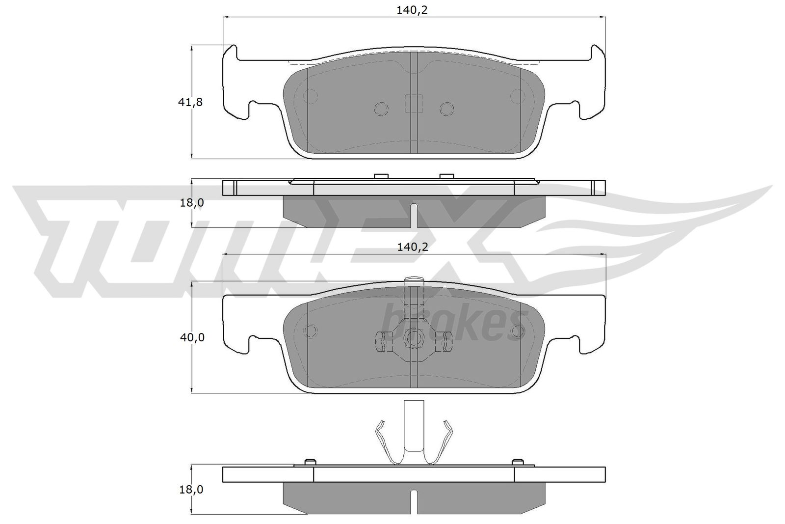 TOMEX BRAKES Bremseklodser tx16941 foraksel for DACIA