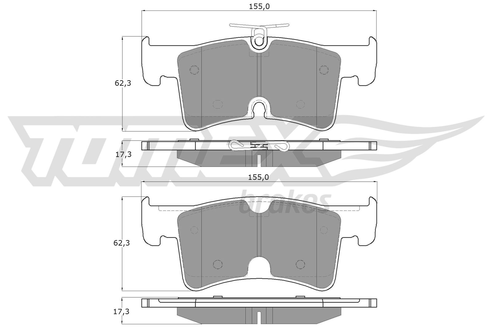 TOMEX BRAKES Bremseklodser TX 60-64 bagaksel for VW