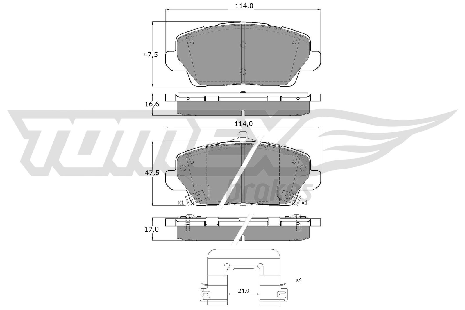 TOMEX BRAKES Bremseklodser tx6067 foraksel for KIA