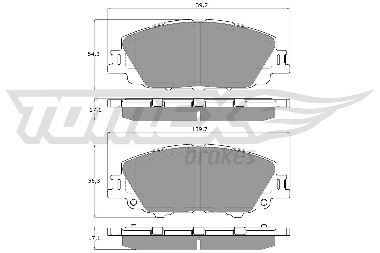 TOMEX BRAKES Bremseklodser tx6071 foraksel for TOYOTA
