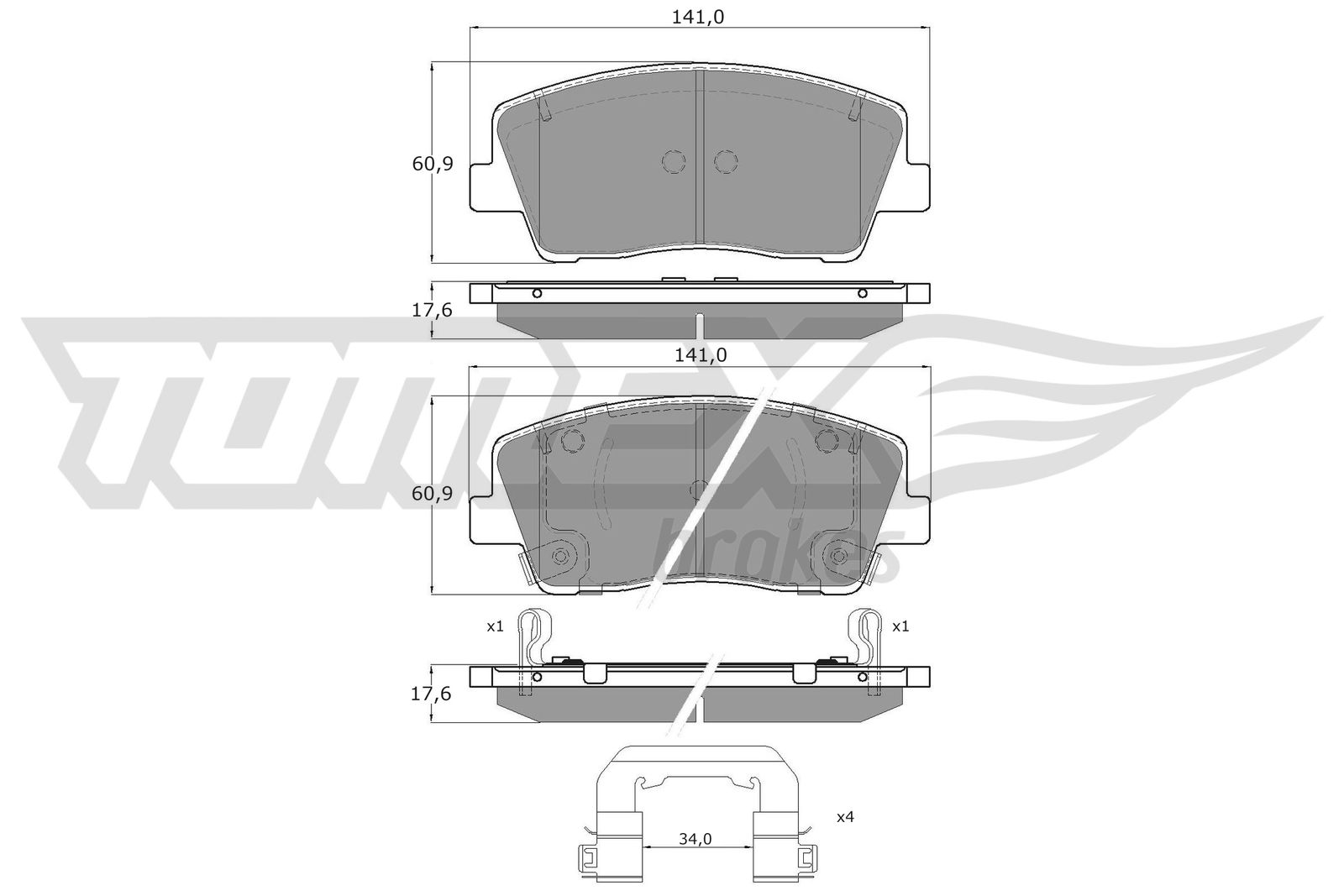 TOMEX BRAKES Bremseklodser TX 15-421 foraksel for KIA