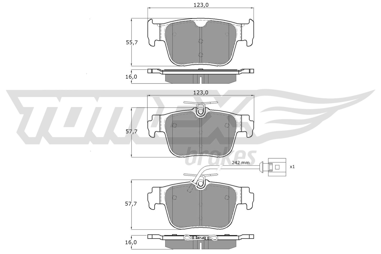 TOMEX BRAKES Bremseklodser TX 60-101 bagaksel for AUDI