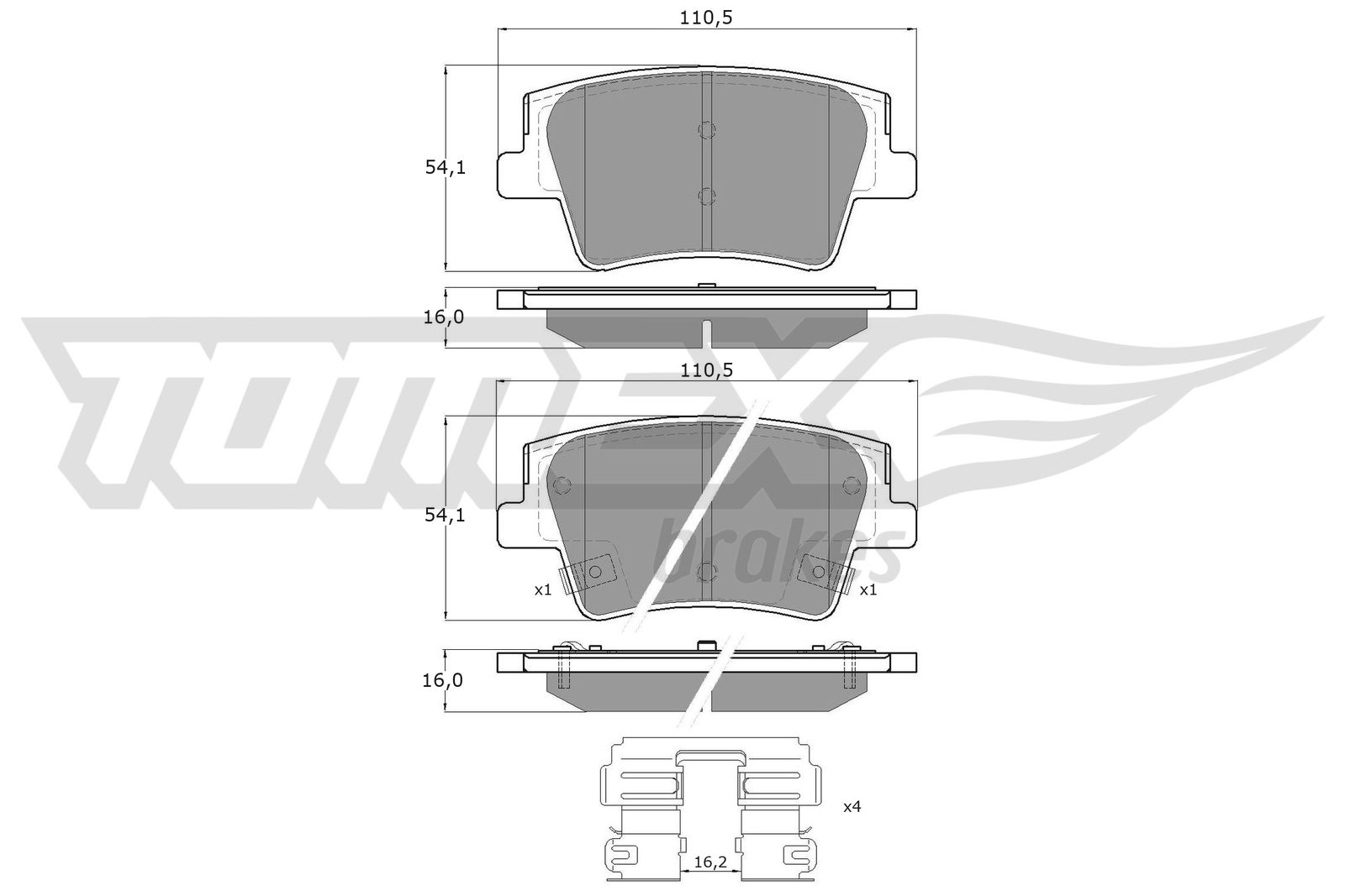 TOMEX BRAKES Bremseklodser tx6025 bagaksel for HYUNDAI