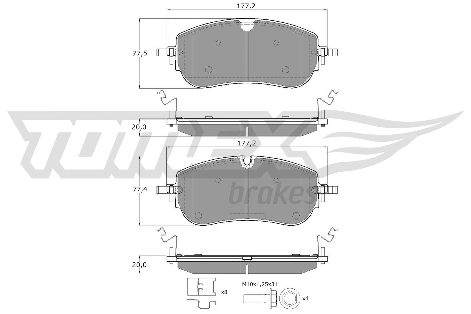 TOMEX BRAKES Bremseklodser tx6029 foraksel for JAGUAR LAND ROVER