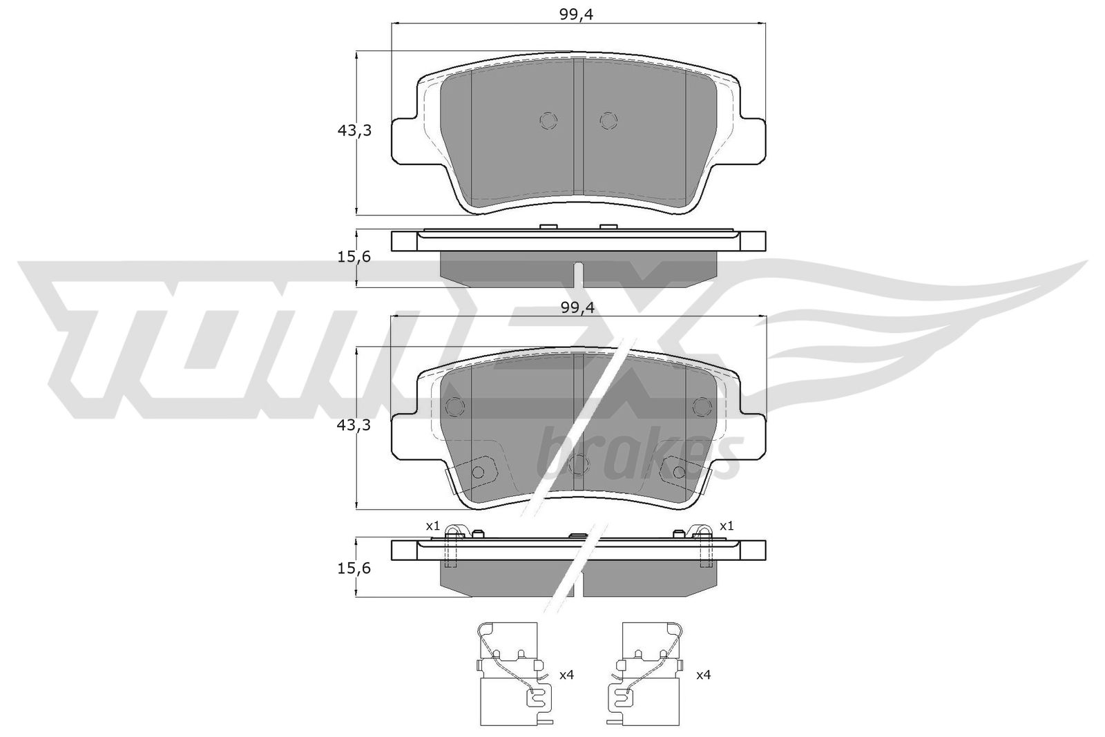 TOMEX BRAKES Bremseklodser TX 60-38 bagaksel for HYUNDAI