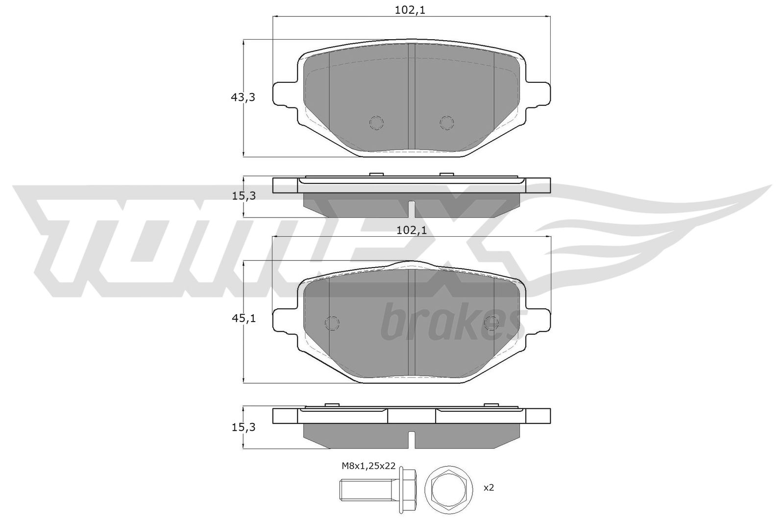 TOMEX BRAKES Bremseklodser TX 60-42 bagaksel for MITSUBISHI RENAULT