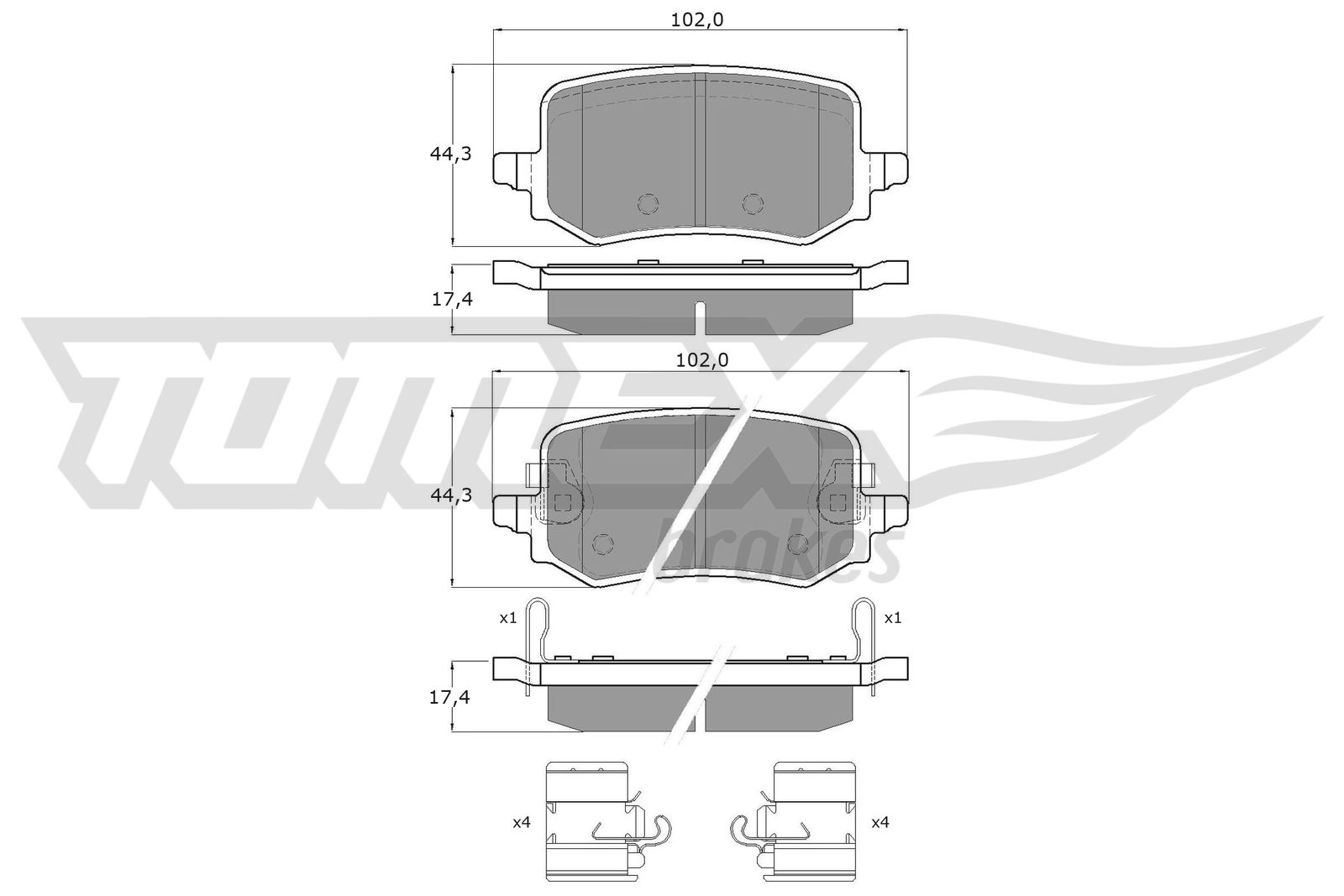 TOMEX BRAKES Bremseklodser TX 60-44 bagaksel for HYUNDAI