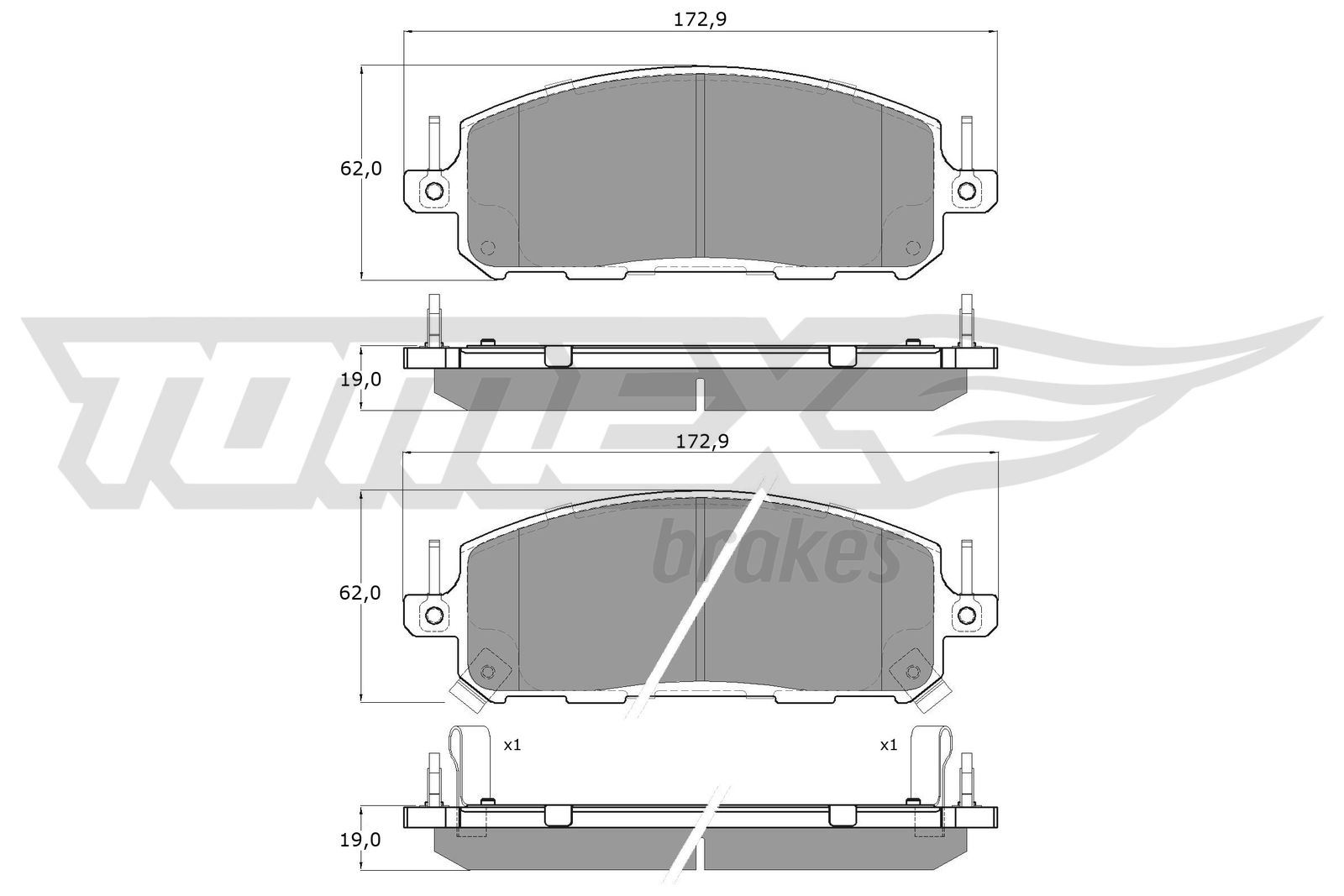 TOMEX BRAKES Bremseklodser tx6104 foraksel for MITSUBISHI NISSAN RENAULT