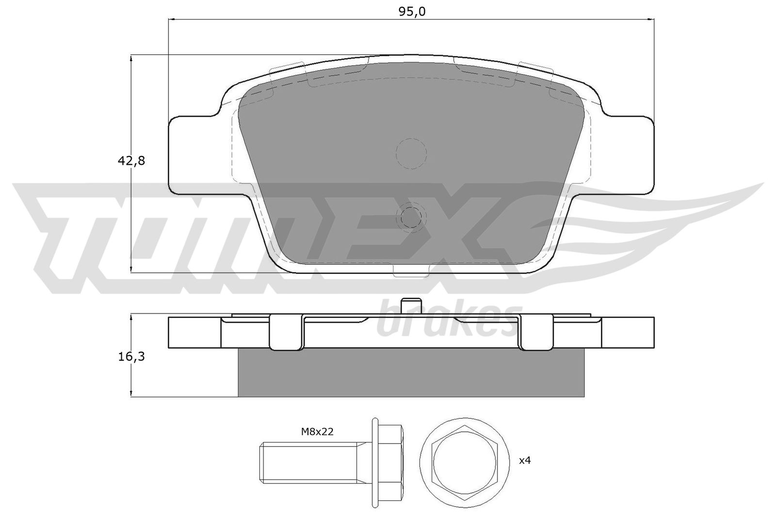 TOMEX BRAKES Bremseklodser tx1251 bagaksel for FIAT