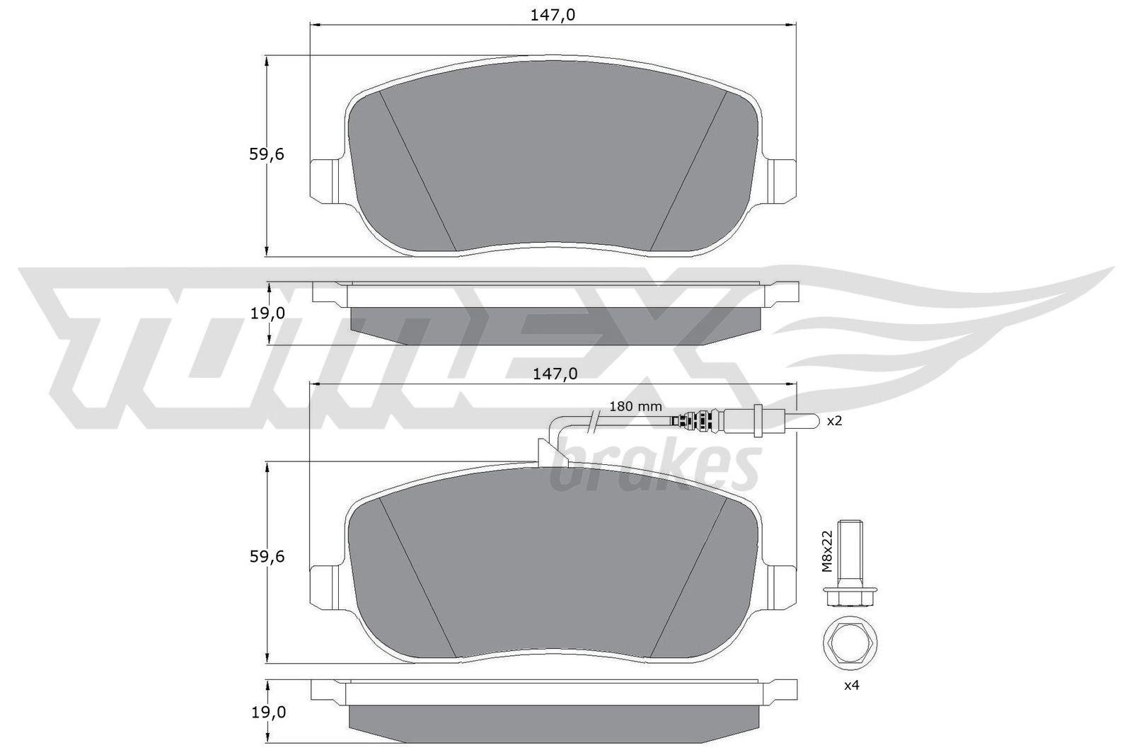 TOMEX BRAKES Bremseklodser tx1334 foraksel for PEUGEOT FIAT LANCIA
