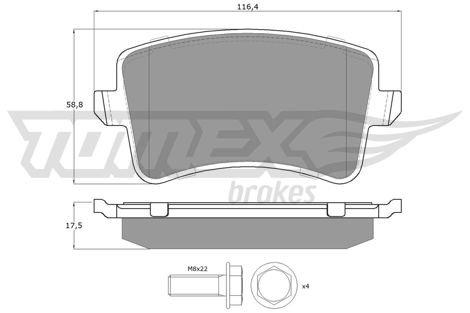 TOMEX BRAKES Bremseklodser tx1581 bagaksel for VW AUDI (FAW)