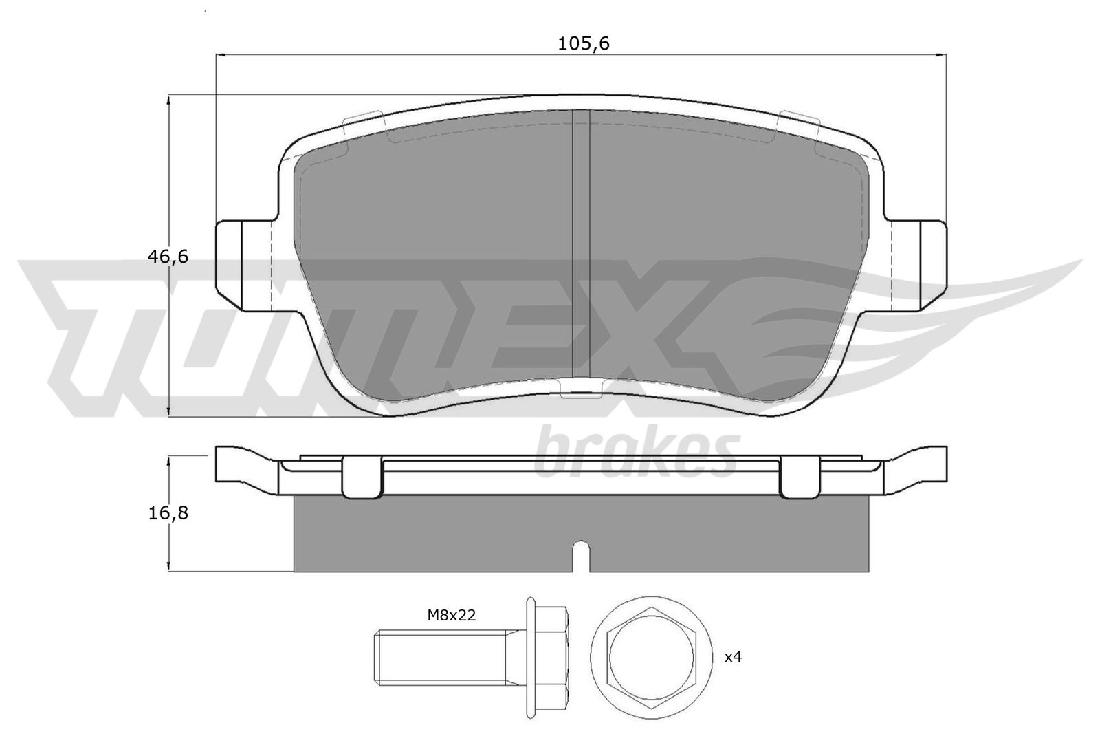TOMEX BRAKES Bremseklodser tx1674 bagaksel for FIAT