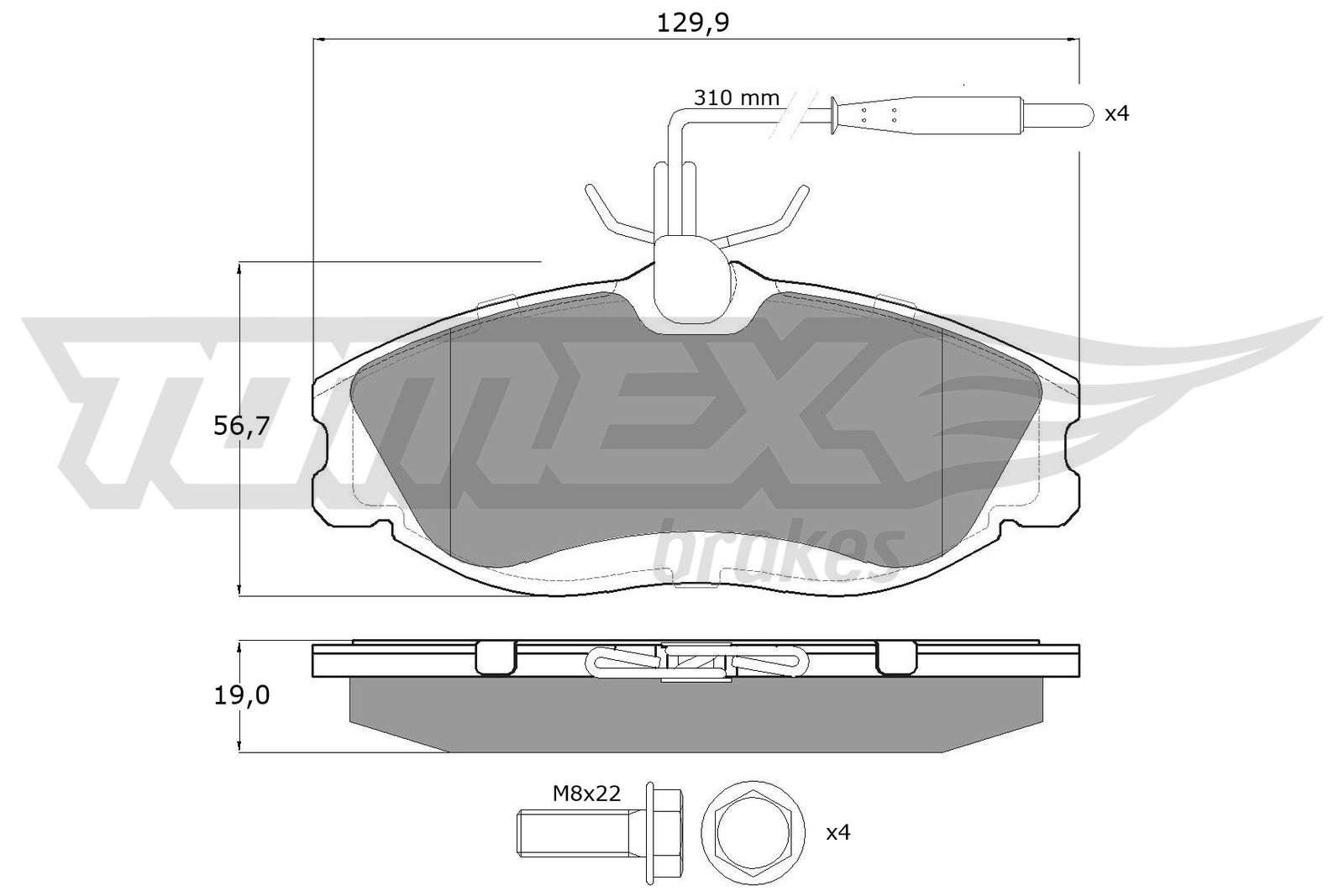 TOMEX BRAKES Bremseklodser tx1162 foraksel for PEUGEOT